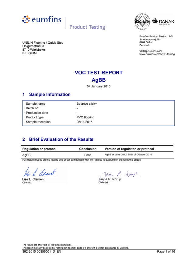 揮發性有機化合物（VOC）測試（LVT）