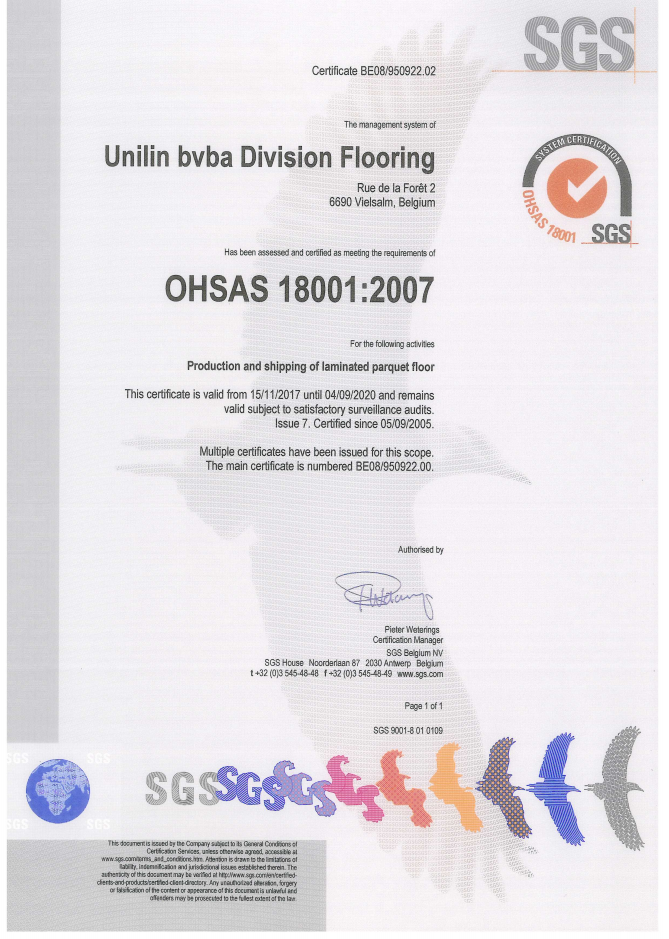 OHSAS18001認證